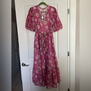 OLIPHANT PUFF SLEEVE MAXI PRESIDIO MAGENTA